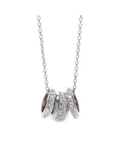 Necklace in steel with passing in white ceramic and pavÃ¨ strass