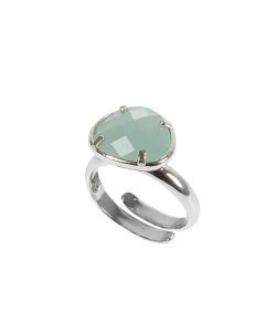 Adjustable ring with crystal green mint