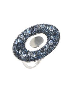 Concentric ring with circular surface in Swarovski galuchat moonlight