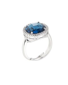 Ring with crystal Montana and zircons