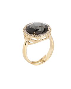 Ring with crystal smoky quartz