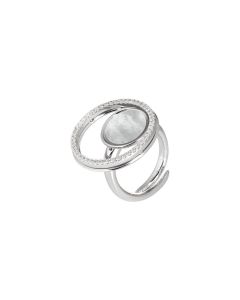Ring with mother-of-pearl and zircons