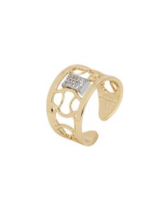 Band Ring Gold Plated yellow with decorative node and zircons