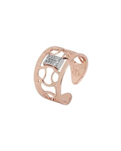 Band Ring Gold plated pink with decorative node and zircons
