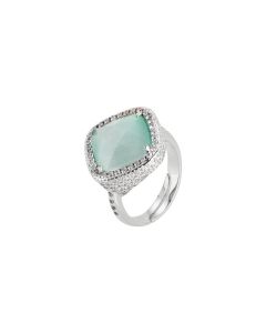 Ring with crystal briolette green mint and pavèdi zircons