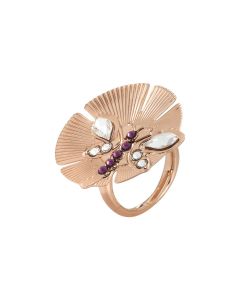 Adjustable ring with flower