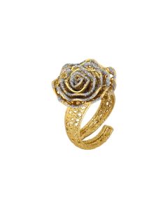 
Golden ring with rose in silver glitter