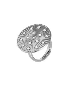 Rhodium-plated ring with ray and Swarovski decorations