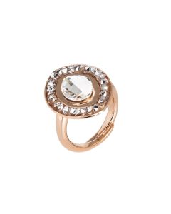 Pink rosette ring with Swarovski crystal drop