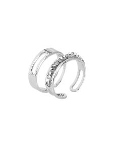 Pair of band rings with pavè of Swarovski crystals