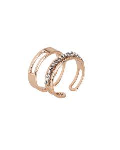 Pair of rose band rings with pavè of Swarovski crystals