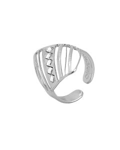 
Rhodium-plated ring with diamonds of Swarovski crystals