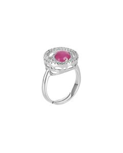 
Ring with zircon base and fuchsia cabochon