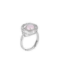 
Ring with zircon base and light pink cabochon