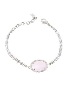 Bracelet with central briolette crystal pink and zircons