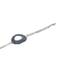 Bracelet double wire with central in Swarovski crystal rock bermuda blue