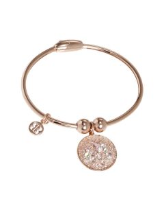 Plated Bracelet pink gold with charm in galuchat aurora borealis