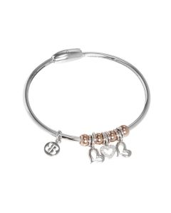 Bracelet with smooth charms and zircons in the shape of hearts