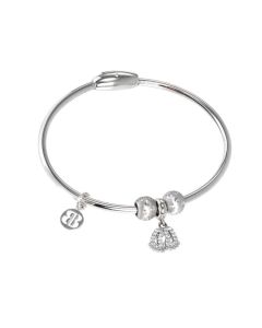 Bracelet with charm in the shape of the foot in zircons