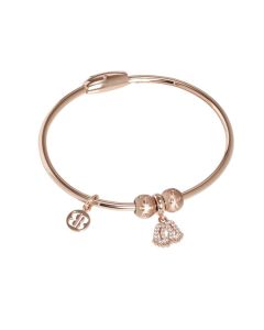 Plated Bracelet pink gold with charm in the shape of the foot in zircons
