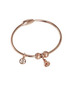 Plated Bracelet pink gold with charm in the form of a bell in zircons