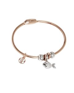 Bracelet with charm in zircons in the shape of a fish