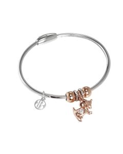 Bracelet with charm Gold plated pink zircons in the form of little dog