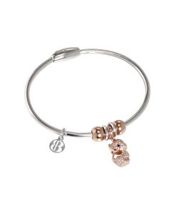 Bracelet with charm Gold plated pink zircons in the shape of a kitten