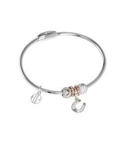 Bracelet with charm in the shape of a horseshoe in zircons