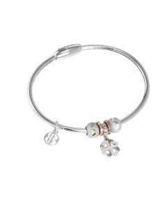 Bracelet with charm in the shape of a four-leaf clover in zircons