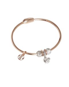 Plated Bracelet pink gold with charm in the shape of a ladybug and zircons