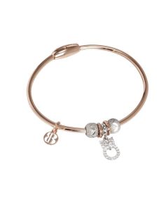 Plated Bracelet pink gold with charm in the shape of a gufetto and zircons