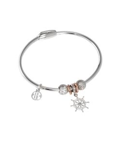 Bracelet with charm in zircons in the shape of the tiller