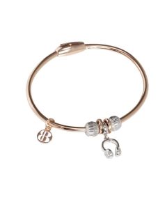 Plated Bracelet pink gold with charm in the form of headphones