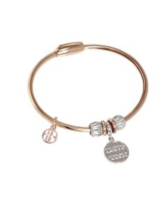 Plated Bracelet pink gold with charm "I Love Music"