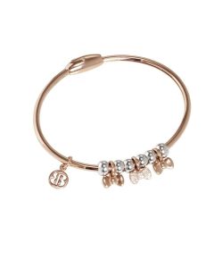 Plated Bracelet pink gold with charm in zircons in the form of flakes