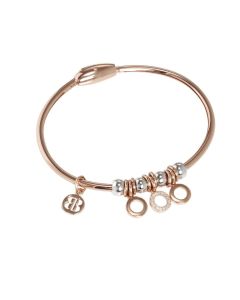 Plated Bracelet pink gold with charm in zircons in the shape of circles