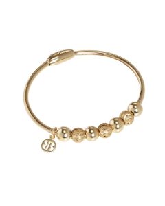 Plated Bracelet yellow gold with smooth balls and diamond wave effect