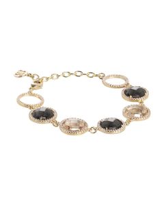 Bracelet with crystals champagne, smoky quartz and zircons