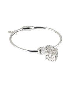 Rigid bracelet with loops and cube in zircons