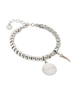 Bracelet beads with medaglietta "positivity " and cornetto portafortuna zirconate