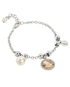 Bracelet with Swarovski beads light gold and crystal champagne