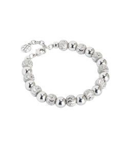 Bracelet with pearls rhodium-plated diamond and the effect to wave