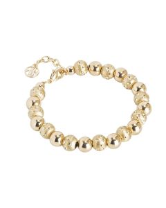 Golden Bracelet with smooth balls and diamond from the dimpled effect
