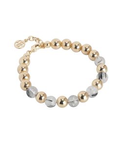 Golden Bracelet with smooth balls and rutilated quartz