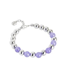 Golden Bracelet with smooth balls and jade lilac