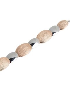 Bracelet bicolor semi-oval with scratched and smooth