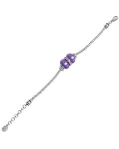 Soft Bracelet with passing purple and rhinestones