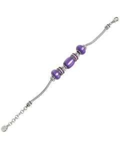 Soft Bracelet with passing in the resin polaris purple and rhinestones