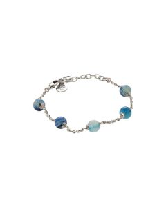 Bracelet with loops of agata mix blue